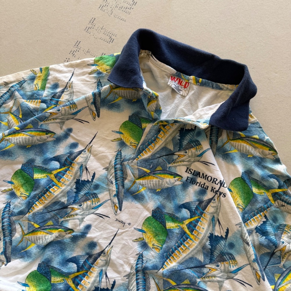 Vintage 90s Hawaiian AOP‎ Polo Shirt